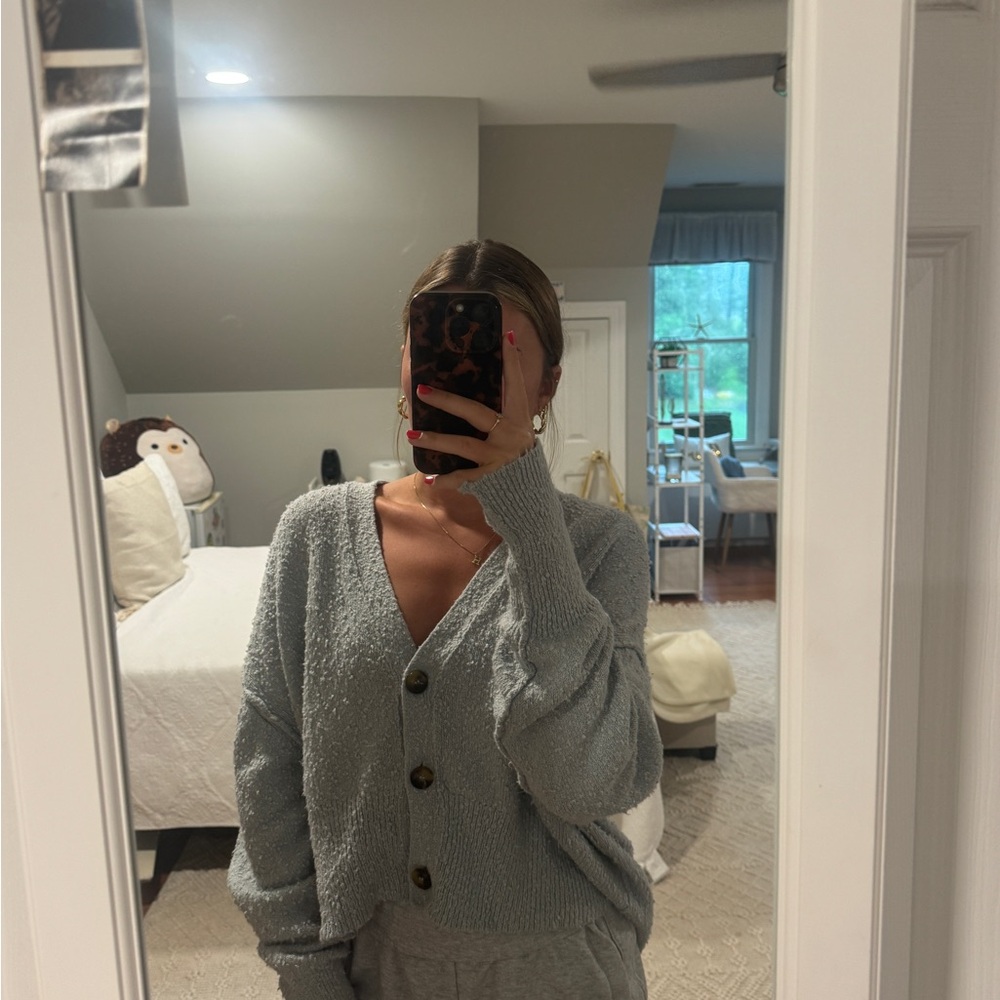 Free People Light Blue Oversized Cardigan